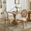 Ball & Cast French Vintage Upholstered Dining Chairs Set of 2, Button Tufted Kitchen Side-Chairs with Carved Antique Wood Frame & Nailhead Trims, 2-Piece Curved Backrest Louis Chair, Velvet Beige