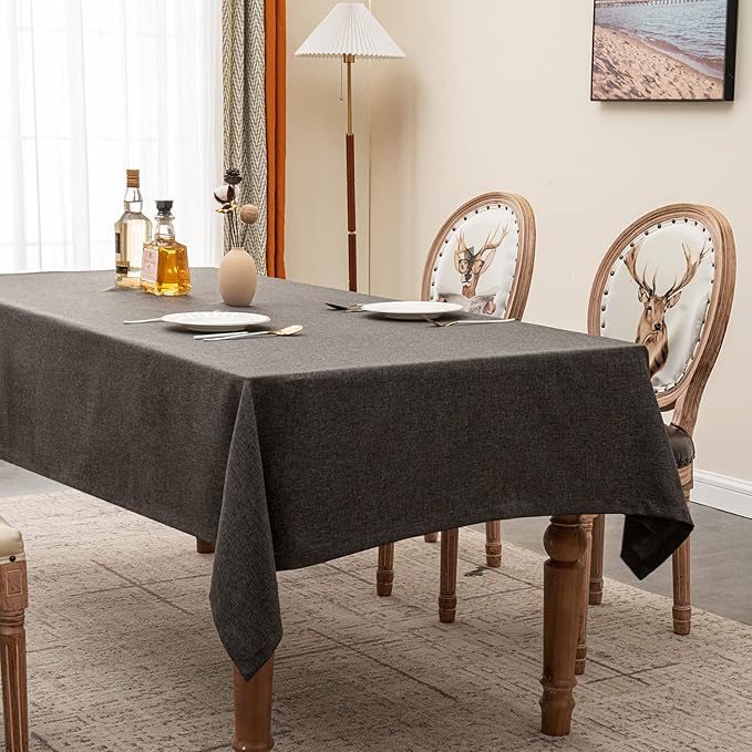 BALCONY & FALCON Rectangle Table Cloth – Waterproof, Wrinkle-Resistant Farmhouse Tablecloth for Dining, Kitchen, Outdoor Patio, Baby Shower, Christmas Party Decorations (Dark Gray, 55" x 71")
