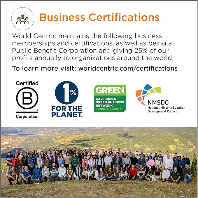 World Centric Compostable Plates 6" - Unbleached Plant Fiber. Grease Resistant - 250 Pack