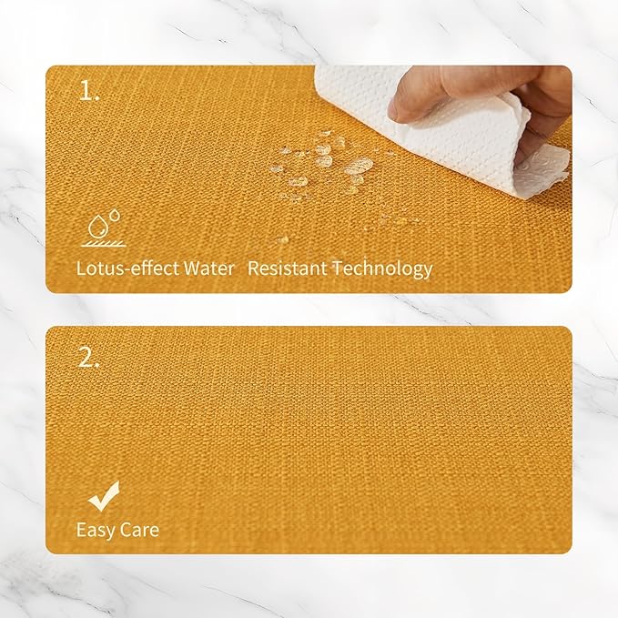 BALCONY & FALCON Placemats Set of 6 Faux Linen Cloth Place Mats Washable Waterproof Wrinkle Resistant Table Placemats for Dining Kitchen Farmhouse Indoor & Outdoor Use(Golden, 13.8”x 17.7”