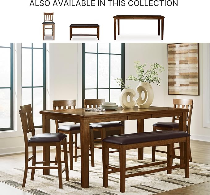 Signature Design by Ashley Ralene Traditional 26" Counter Height Faux Leather Seat Barstool, 2 Count, Brown