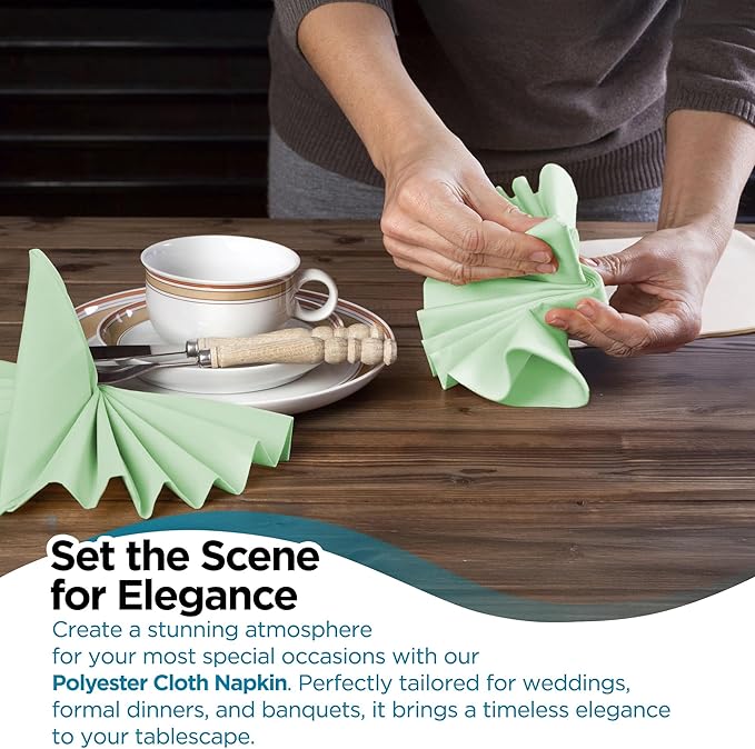 Polyester Cloth Napkins - Washable Soft Table Linens - Durable & Elegant for Dining, Restaurants, Weddings, Events, Rentals, Banquets, & Parties - Premium Quality Set of 250, Mint Green, 20"x20"