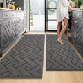 hicorfe Kitchen Rugs and Mats Sets,Non-Slip 2 Pieces Absorbent 100% Polypropylene Rug,Comfort Kitchen Runner Mat,Washable for Kitchen,Sink,Laundry(20" x 48" Plus 20" x 59",Grey)