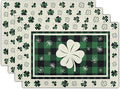 Giwawa Lucky Clover Placemats Set of 4 for Kitchen Dining, St Patricks Day Shamrocks Buffalo Plaids Washable Linen Place Table Mat 12x18 Inches for Tabletop Holiday Party Picnic Decor