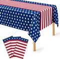 QZYL 3 Pack 4th of July Tablecloths, 54" x 108" Patriotic Plastic Tablecloth, Rectangle Fourth of July Table Cloth Red White Blue Tablecover, Patriotic Party Supplies Independence Day Decorations