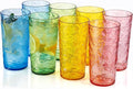 KX-WARE 18-ounce Acrylic Highball Glasses Plastic Tumbler, set of 8 Mixed-Color