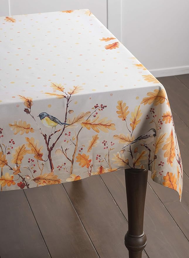 Maison d' Hermine Table Cloth Rectangle Table 100% Cotton 70 x 90 Inches Fall Tablecloth Reusable Everyday Use for Thanksgiving Christmas Decorations Dining Farmhouse Party (Oak Leaves)