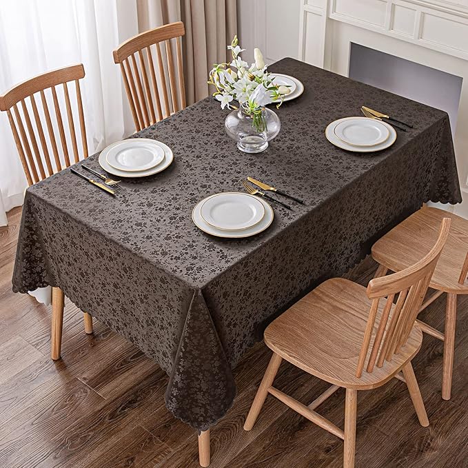 Smiry Rectangle Table Cloth, Waterproof Heavy Duty Vinyl Tablecloths, Wipeable Washable Table Cover for Kitchen and Dining Room (Coffee, 54" X 78")