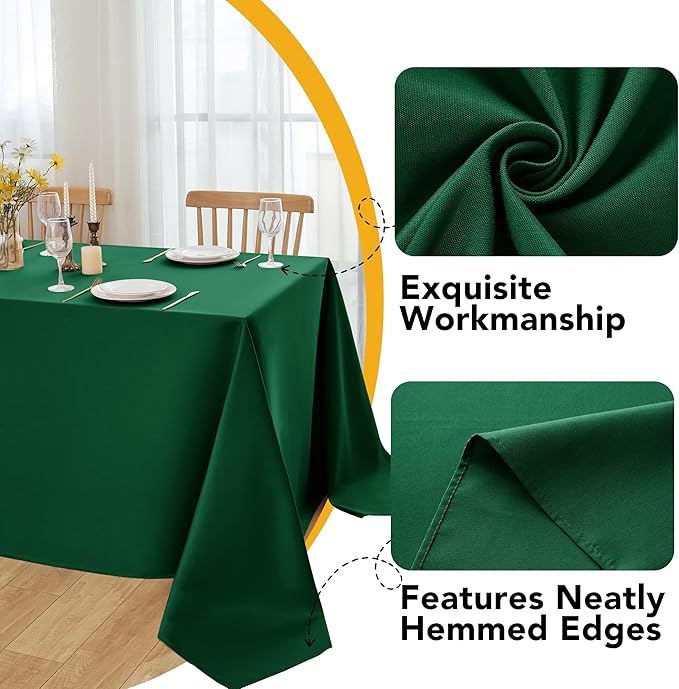 6-Pack Hunter Green Tablecloths for Square Tables, 70 x 70 Inches, Stain-Resistant Polyester Fabric for 3 Foot Tables - Washable Table Covers for Weddings, Banquets, Birthday Parties, Events