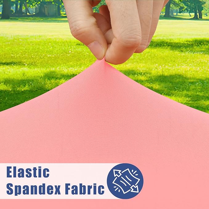 Spandex 8 Foot Rectangle Table Cloth 2 Pack, Elastic Fitted Tablecloths for Picnic, Stretch Washable Patio Table Cover for Outdoor, Camping, Banquet and Parties(Coral Red, 30"x96")
