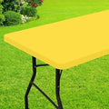 Smiry Rectangle Picnic Table Cloth, Waterproof Elastic Fitted Tablecloths for 4 Foot Tables, Washable Polyester Table Cover for Camping, Indoor and Outdoor (Yellow, 24"x48")