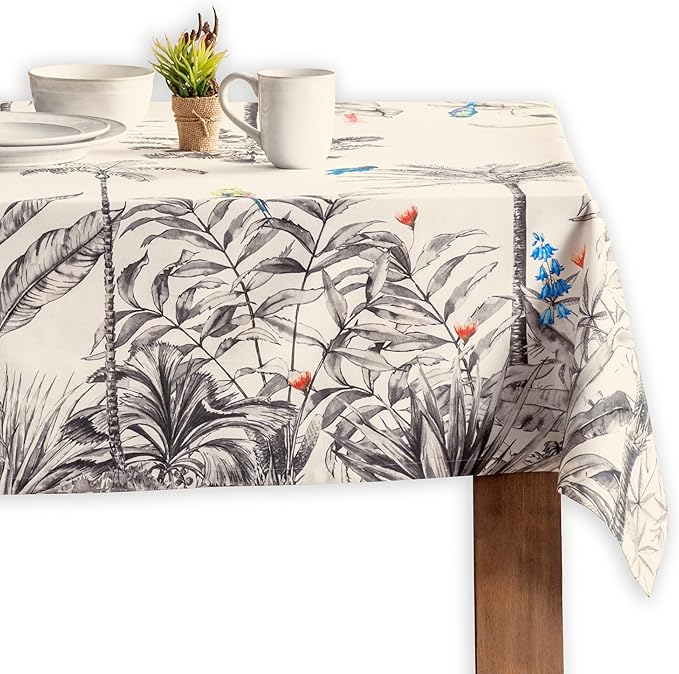 Maison d' Hermine Table Cloth Rectangle Table 100% Cotton 70 x 108 Inches Fall Tablecloth Reusable Everyday Use for Thanksgiving Christmas Decorations Dining Farmhouse Party (Amazonia)