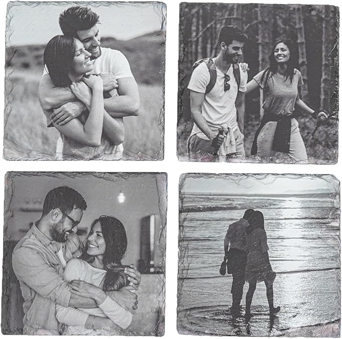 Blue Ridge Mountain Gifts - Custom Coasters Printed with with Your Images, for Couples, Boyfriend, Girlfriend or Fiance, Square Slate Coasters, Moving in Together Gift, First House
