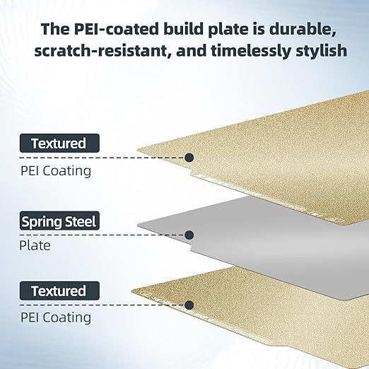 PEI Sheet with QR Code for Bambu Lab P2S P1P P1S A1 X1 X1C X1E,258x258mm,Dual-Sided PEI Build Plate PLA PETG ABS Spring Steel Plate for Bambu Lab 3D Printer