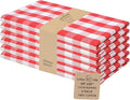 Urban Villa Cotton Dinner Napkins Set of 6, Highly Absorbent 20x20 Inches Premium Cloth Napkins Hotel Quality Reusable & Washable Table Dinner Napkins for Home & Weddings - Red/White, Checks