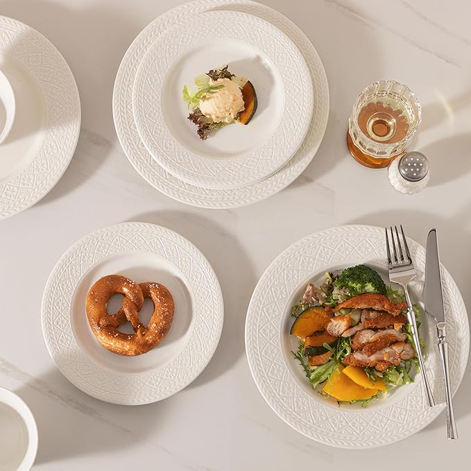 Dinnerware sets plates and bowls sets modern plates,Ceramic Dinnerware Sets,12 Pieces Porcelain Lightweight Plates,Scratch Resistant Dish Set (style - 13, 4 - Set (12pcs))