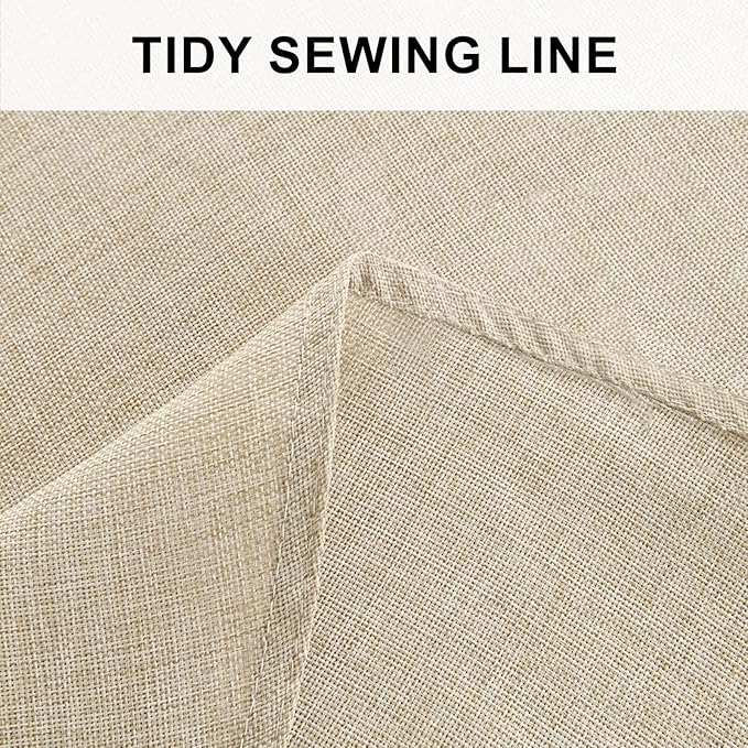 Hiasan Round Linen Tablecloth 45 Inch - Wrinkle and Stain Resistant Washable Polyester Fabric Table Cloth for Dining Room Kitchen Party, Beige