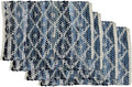 Perilla Home Natural Chindi Jute Placemats Set of 4 Vintage Boho 13x19 Inch Blue-Grey Rectangle Table Mats for Kitchen Dining Room Home Decor Banquets Family Gathering Rustic Placemat (Alexandria)
