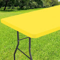 Smiry Rectangle Tablecloth, Elastic Fitted Flannel Backed Vinyl Tablecloths for 4ft Folding Tables, Waterproof Wipeable Table Covers for Indoor, Outdoor, Picnic and Camping (Yellow, 30"x48")