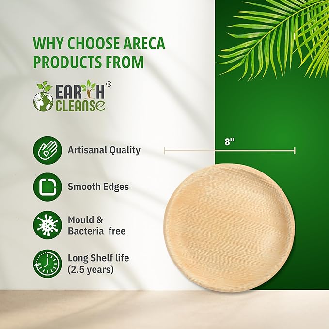 The Palm Dinnerware – Palm Plates 8 Inch Round (25 Pack) | Compostable & Biodegradable | Like Bamboo Disposable Plates | Oven & Microwave Safe | Eco-Friendly Party Dinnerware