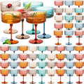 60 Pcs Ribbed Martini Glasses 10 oz Disposable Plastic Vintage Ribbed Coupe Glasses Unbreakable Dessert Parfait Glassware for Wedding Birthday Party Supplies (Classic Color)