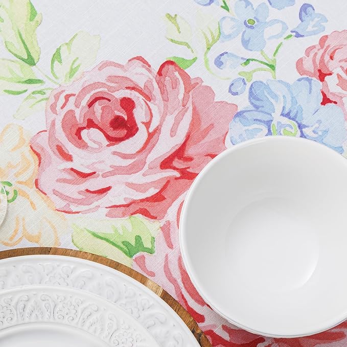 Maison d' Hermine Table Cloth Round Table 100% Cotton 69 Round Inches Tablecloth Reusable Decorative for Dining Room Farmhouse Home Valentines Day Decorations Spring Summer - Vintage Floral
