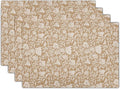 Block Print Placemats - Vintage Floral Place Mats Set of 4 Rustic Brown Beige Tablemats 12x18 for Party Kitchen Dining