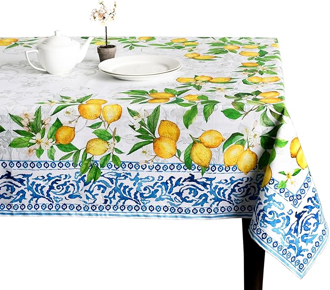 Maison d' Hermine Table Cloth Rectangle Table 100% Cotton 70 x 108 Inches Tablecloth Reusable Decorative for Dining Room Farmhouse Home Valentines Day Decorations Spring Summer - Cedrat