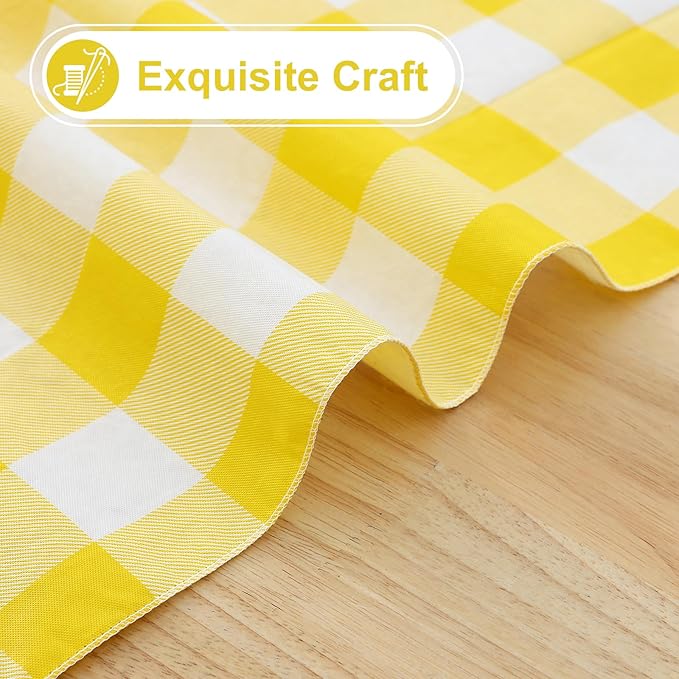 misaya Rectangle Waterproof Vinyl Table Cloth, Buffalo Flannel Backed Tablecloth, Wipeable Plastic Table Cover for Dinner, Kitchen, Outdoor (60" x 120", Yellow and White)
