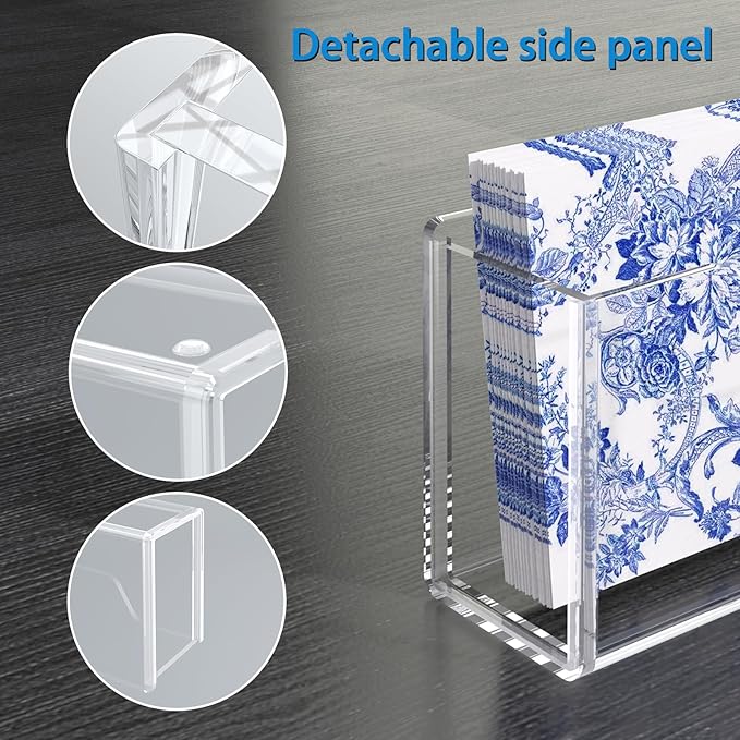 Transparent Acrylic Napkin Holder Clear Guest Paper Disposable Hand Towel Dispenser Tray Organizer For Table Home Kitchen Restaurant and Hotel Business