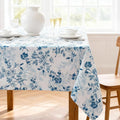 H.VERSAILTEX Linen Table Cloths Floral Printed Tablecloth Spill-Proof Waterproof Table Cover for Dining Buffet Feature Soft and Thick Fabric Wrinkle Free, 60 x 120 Inch, Retro Floral - Stone Blue