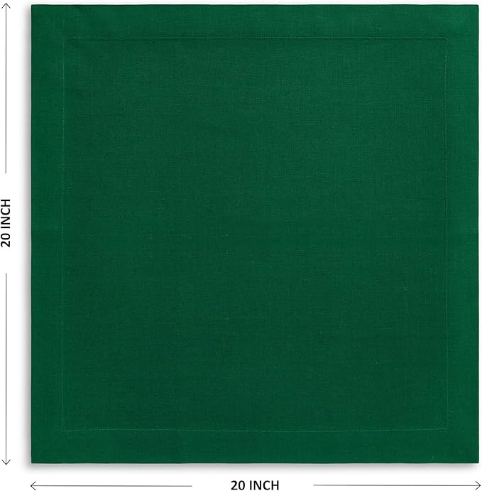 Solino Home Linen Napkins Set of 4-100% Pure Linen Christmas Green Dinner Napkins Cloth 20 x 20 Inch for St Patricks Day - Fete, Handcrafted and Machine Washable