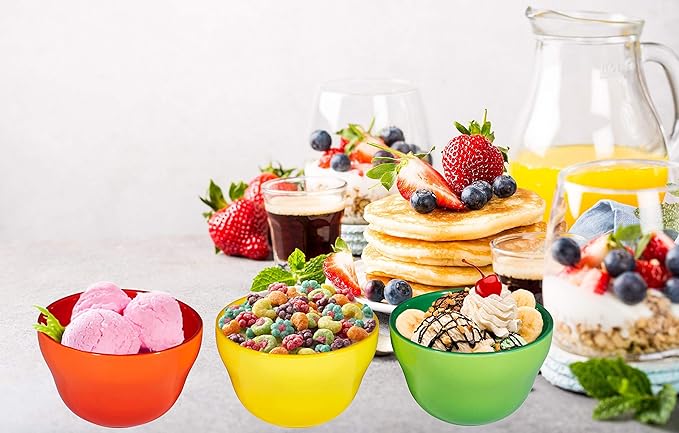 Bruntmor 8 oz Porcelain Bowls Set of 6 - for Ice Cream, Dessert, Soup, Small Side Dishes, Salad, Cereal, Rice - Microwave, Dishwasher and Oven Safe - Gradient Colors