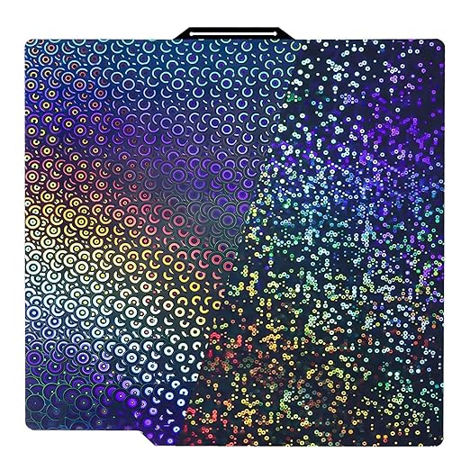 Smooth Rainbow Circles+Kaleidoscope PEK Build Plate for Bambu Lab X1/X1C/X1E/P1P/P1S/P2S/A1, Flexible X1C P1S P2S A1 PEK Spring Steel Bed Plate for Bambu Labs 257x257mm 3D Printers