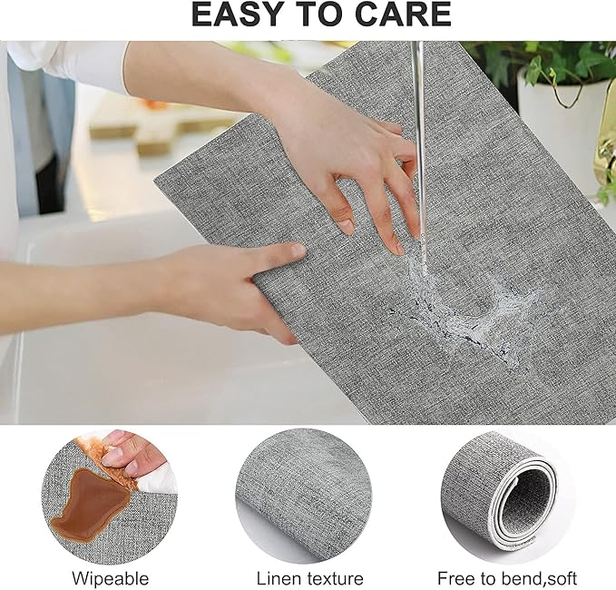 Leather Heat Resistant Placemats Set of 6 Waterproof Wipeable Washable PU Table Mats,Easy to Clean Anti-Slip Place Mats (Light Grey, 6)