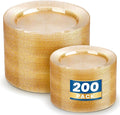 WDF 200PCS Gold Plastic Plates - Gold Glitter Plastic Plates - Heavy Duty Gold Glitter Disposable Plates - Include 100 Dinner Plates 10" and 100 Dessert Plate 7" for Party Wedding Valentine's Day