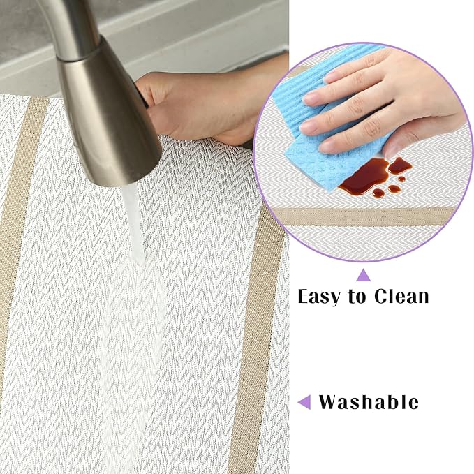 FAVE Placemats Set of 6 White Placemats Woven with Golden Thread Durable and Wipeable Vinyl Placemat Set of 6 for Wedding, Banquet, Birthday, Party, Restaurant Decorations(White)