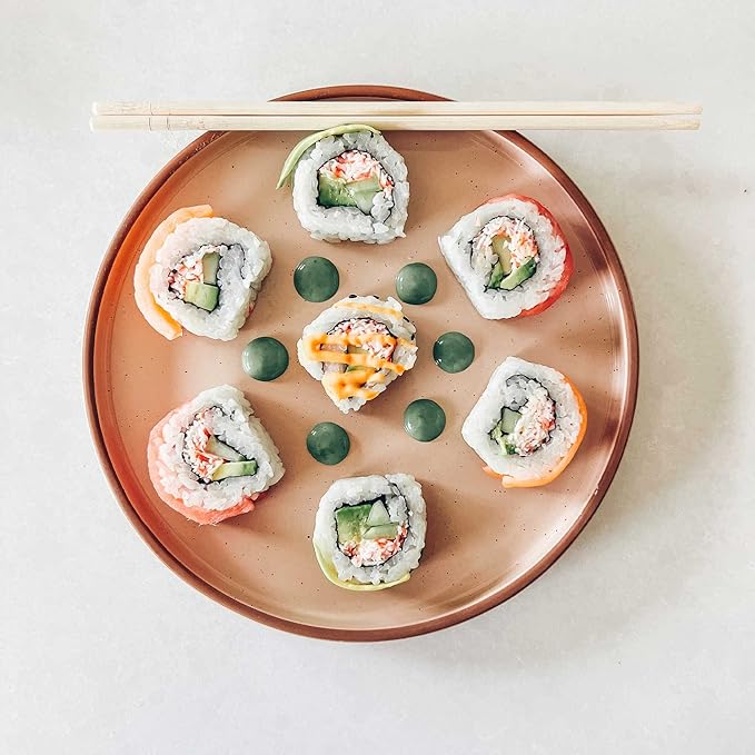Mora Ceramic Flat Plates Set of 6-8 in - The Dessert, Salad, Appetizer, Small Lunch, etc Plate. Microwave, Oven, and Dishwasher Safe, Scratch Resistant. Kitchen Porcelain Dish - Neutrals
