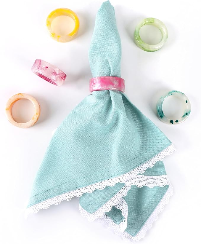 ALPHA Living HOME Epoxy Resin Napkin Rings -Set of 12 Colorful Napkin Ring Holders 1.5" Napkin Rings for Christmas Party Decoration, Dinning Table, Family Gatherings, Table Décor(Multi Pastel)