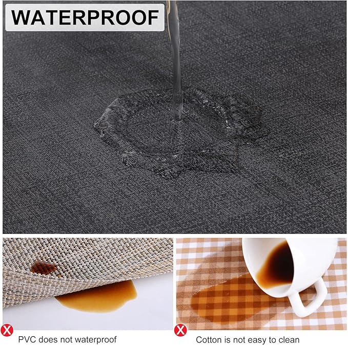 homing Faux Leather Heat Resistant Placemats 4 Packs, Waterproof Wipeable Dining PU Place Mats for Indoor & Outdoor, Easy to Clean, Charcoal