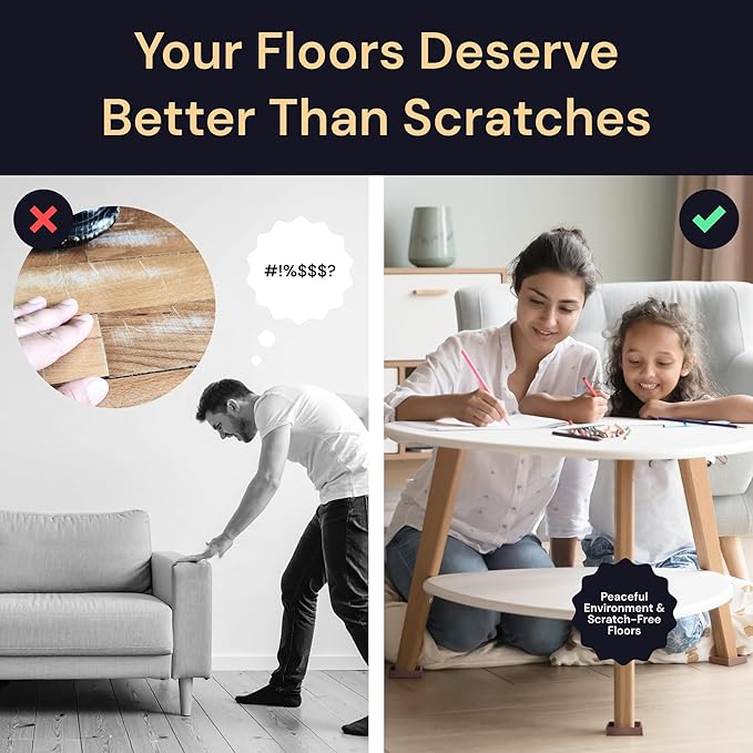 CasterMaster Anti Slip Furniture Pads & Caster Cups - 2" x 2" Black (Pack of 4) - Couch Leg Floor Protectors for Hardwood, Tile & Vinyl Floors - Rubber Feet & Floor Protectors for Chairs