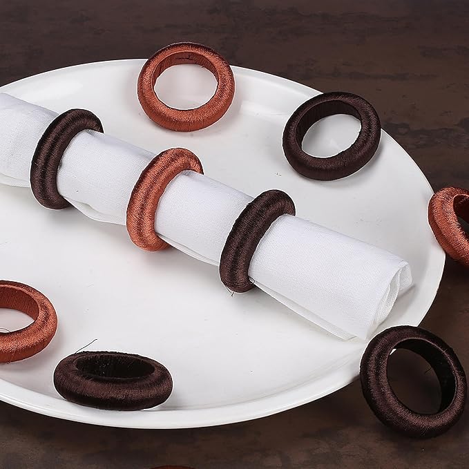 ALPHA Living HOME Harvest Yarn Wrap Napkin Rings – Set of 24, Modern Table Décor for Every Occasion