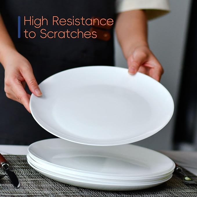 Dinnerware Sets for 6, LaGlint 18 Pieces Opal Glass Plates and Bowls Set, Dishwasher and Microwave Safe Dish Dinning Ware, Chip and Scratch Resistant Dishware White