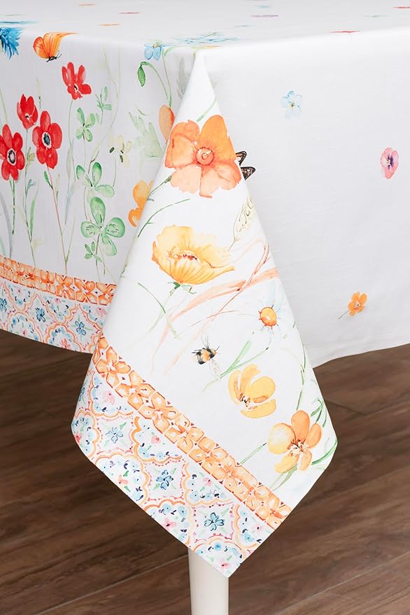 Maison d' Hermine Table Cloth Square Table 100% Cotton 54 x 54 Inches Tablecloth Reusable Decorative for Dining Room Farmhouse Home Valentines Day Decorations Spring Summer - Summer Whisper