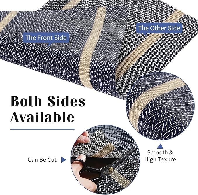 FAVE Placemats Set of 4 Blue Placemats Woven with Golden Thread Durable Wipeable Vinyl Placemats Table Mats Set of 4 for Wedding, Banquet, Birthday, Party, Restaurant Decorations(Blue, 12"x18"-4PCS)