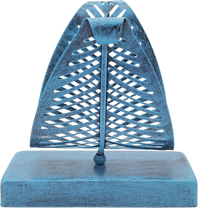 OwlGift Freestanding Modern Napkin Holder with Leaf Design, Tabletop Tissue Dispenser, Napkin Storage Organizer – Turquoise