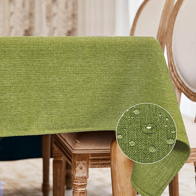 BALCONY & FALCON Rectangle Tablecloth Washable Wrinkle Resistant and Water Proof Table Cloth Decorative Linen Fabric Tablecloths for Dining Parties Kitchen Wedding and Outdoor (Avocado Green, 55x95)