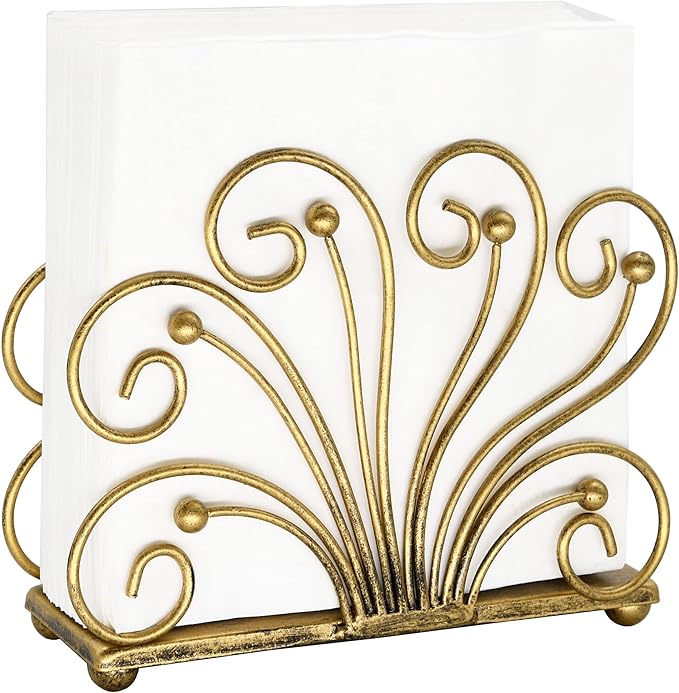 OwlGift Modern Flaunting Peacock Tail Napkin Holder, Antique Design Metal Napkin Holder Upright Decorative Napkins Holder for Home Kitchen Table, Bronze