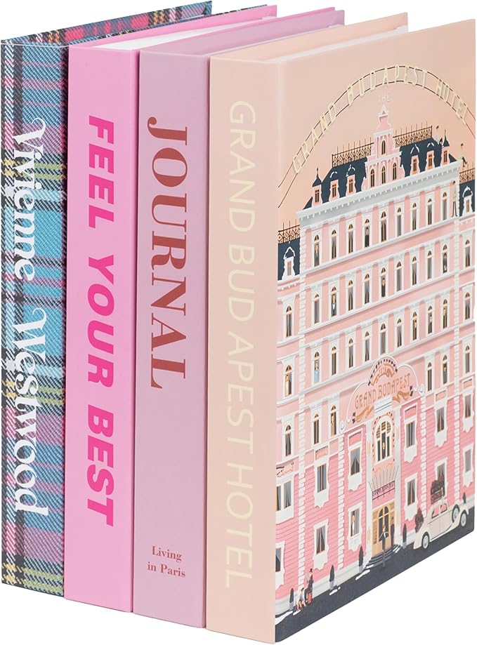 Velvet Medium | 4 PCS Faux Decorative Books for Home Decor | Not Real Books (Cardboard Boxes) | Coffee Table, Shelf Styling & Modern Aesthetic Accent Pieces for Living Room, Office