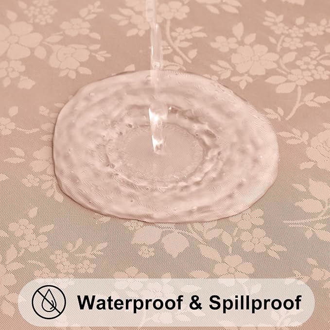 Smiry Round Table Cloth, Waterproof Heavy Duty Vinyl Tablecloths, Wipeable Washable Table Cover for Kitchen and Dining Room (Tan, 70" Round)